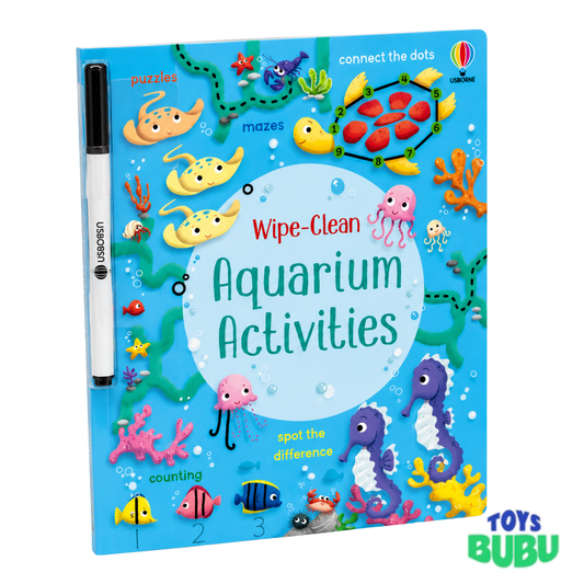 Wipe-Clean Activity Books for Kids – Airport, Unicorn & Aquarium Reusable Learning Set (Usborne)