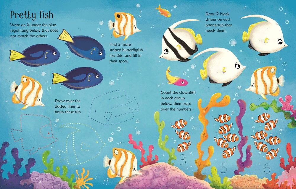Wipe-Clean Activity Books for Kids β Airport, Unicorn & Aquarium Reusable Learning Set (Usborne)