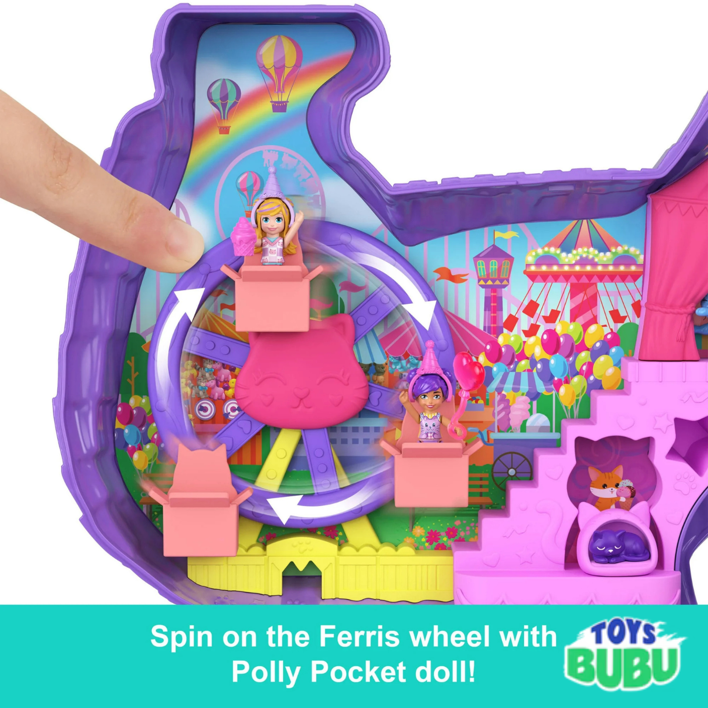 Polly Pocket Celebration Kitty Piñata Playset Mini Doll - Compact Toy for Kids & Collectors