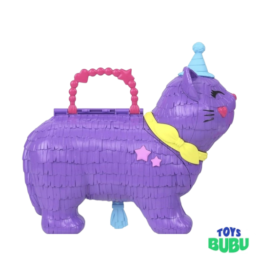 Polly Pocket Celebration Kitty Piñata Playset Mini Doll - Compact Toy for Kids & Collectors