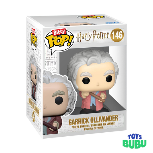 Funko Pop! vinyl figure in front of Ollivanders Wand Shop display