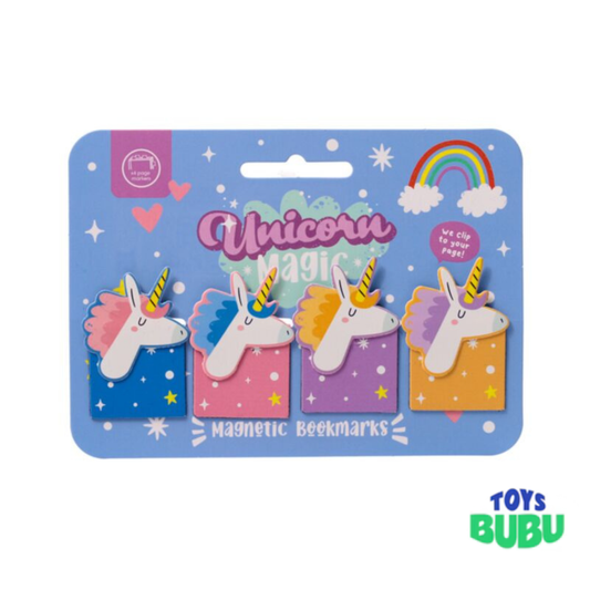 Unicorn Magic Shaped Magnetic Bookmarks – Pack of 4 Unicorn Bookmarks for Kids