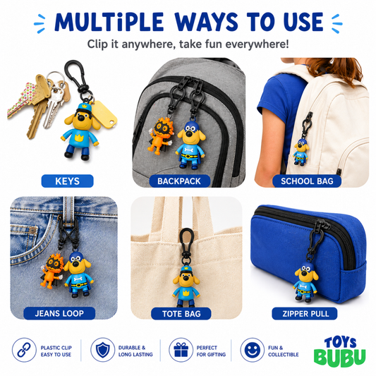 Dog Man Character Keychain Figure – Assorted Collectible Clip-On Keychain (1 Random Character)