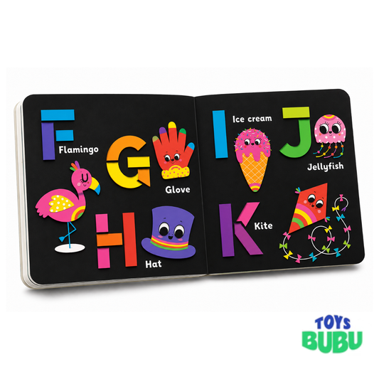 Neon ABC Board Book for Toddlers – Alphabet Learning Book with Die-Cut Letters (Ages 1–4)