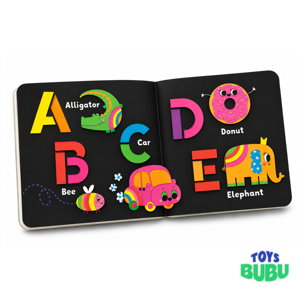 Neon ABC Board Book for Toddlers – Alphabet Learning Book with Die-Cut Letters (Ages 1–4)