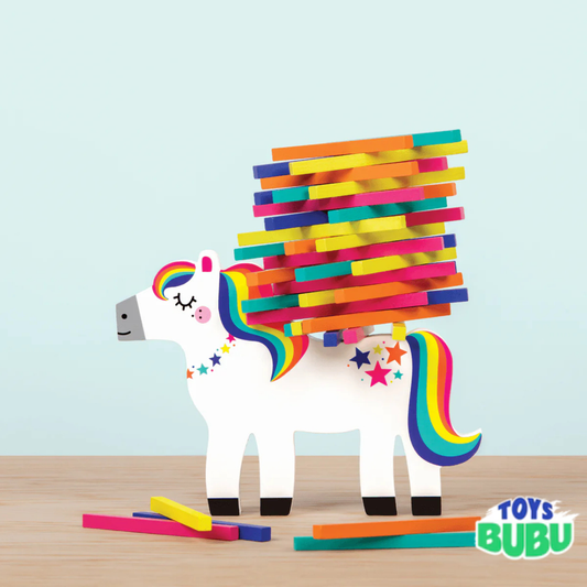 Mudpuppy Pony Pile-Up Wooden Balance Game – Stacking & Balancing Game for Kids Ages 4+