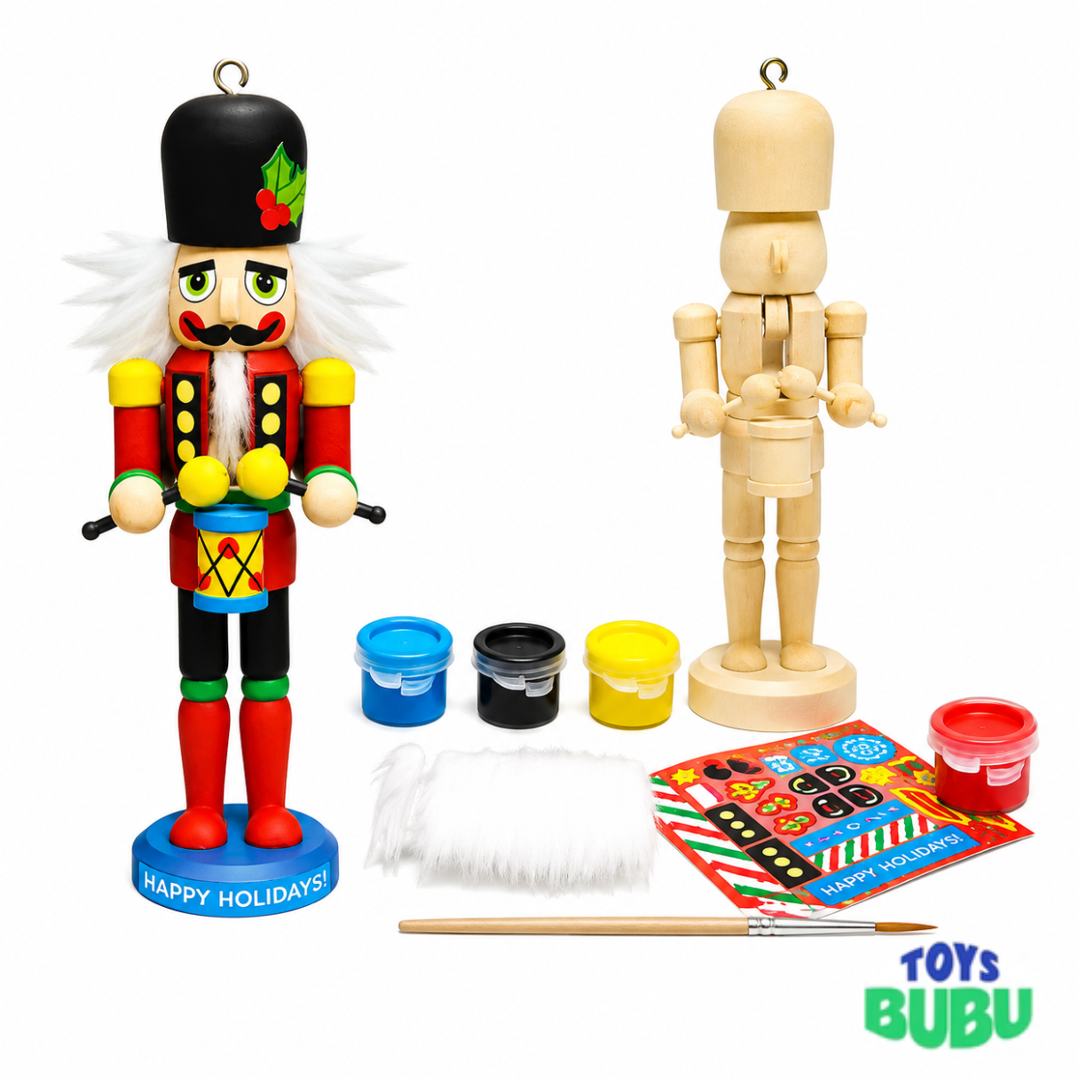 Nutcracker Drummer Wooden Ornament Paint Kit – DIY Christmas Craft for Kids