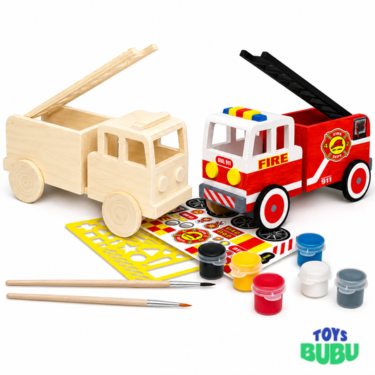 MasterPieces - DIY Fire Truck Wooden Paint Kit – DIY Arts & Crafts Set for Kids
