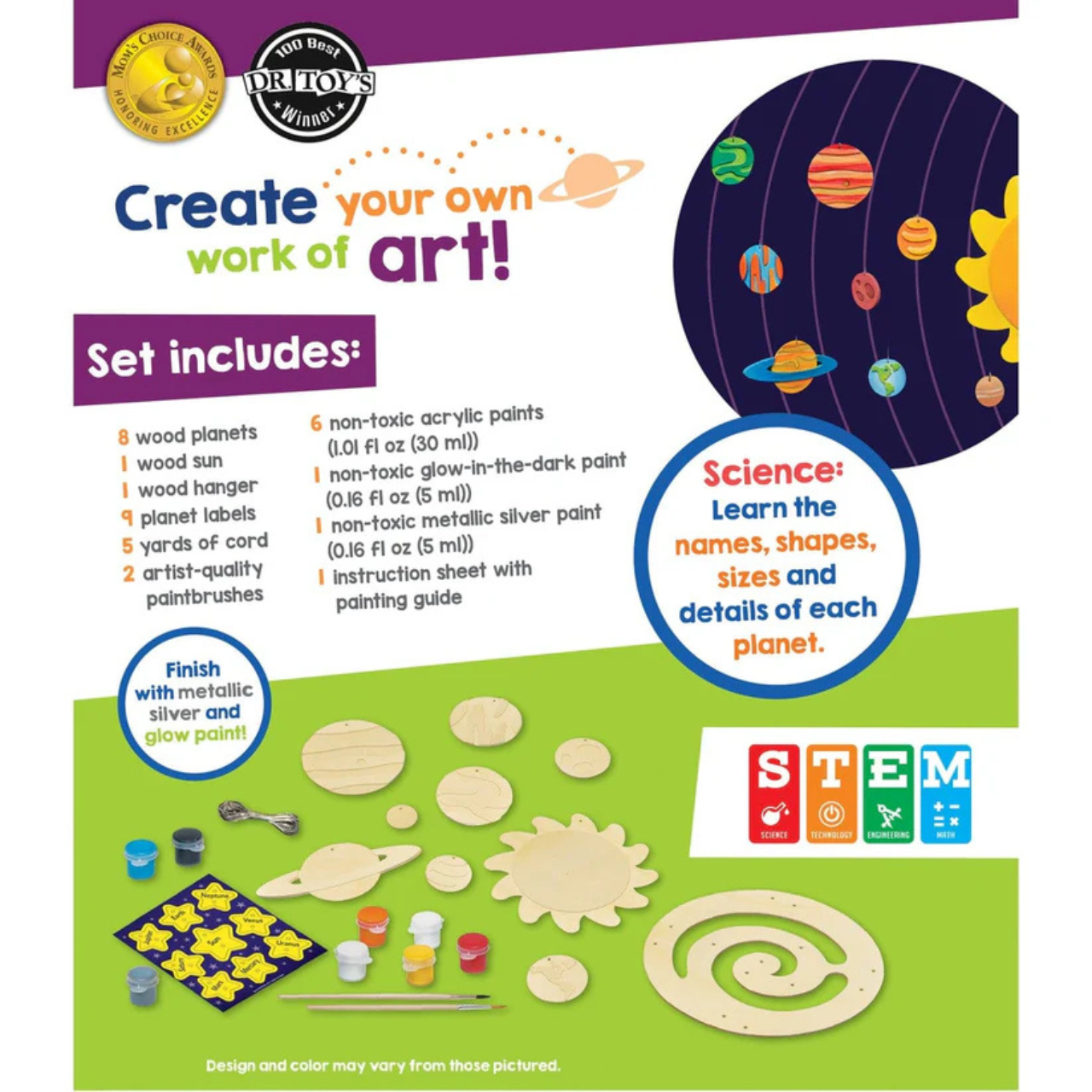 Solar System Mobile Wood Paint Kit – DIY STEM Space Craft for Kids