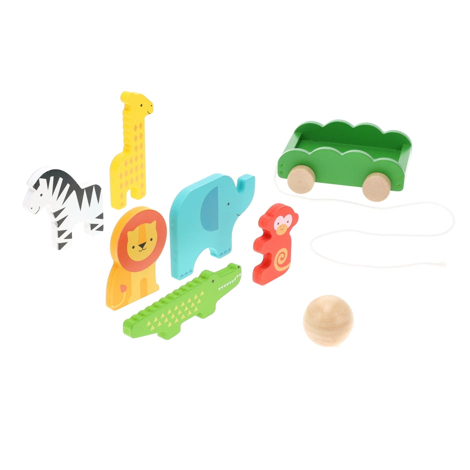 Safari Animals Wooden Bowling Set by Petit Collage