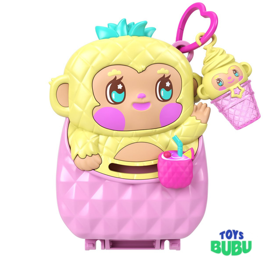 Polly Pocket Pineapple Monkey Compact Playset – Portable Mini Doll Travel Toy