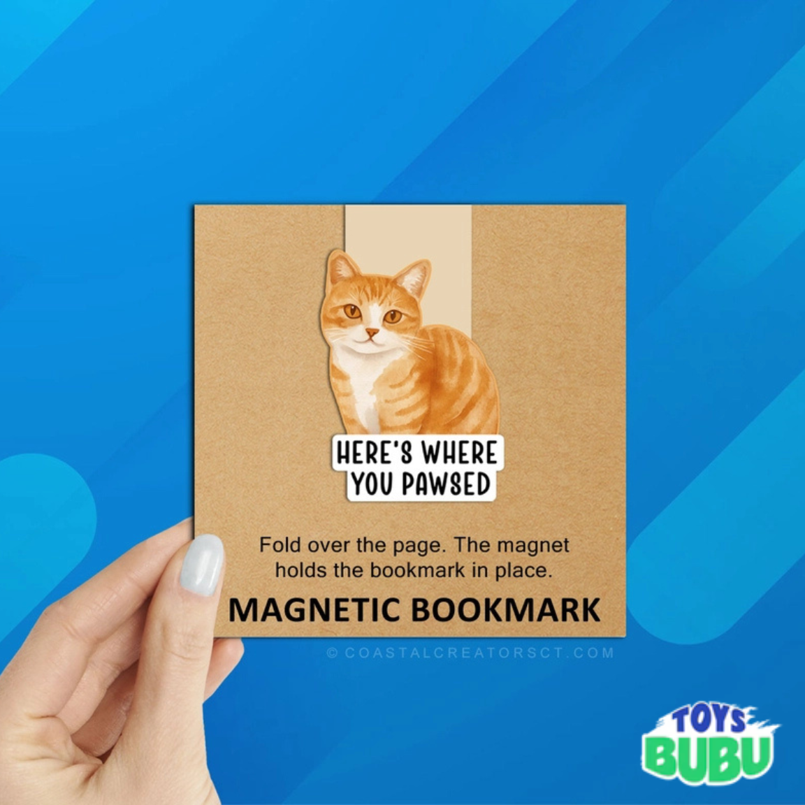 Cat Here’s Where You Pawsed” Magnetic Bookmark – Cute Reversible Bookmark for Book Lovers