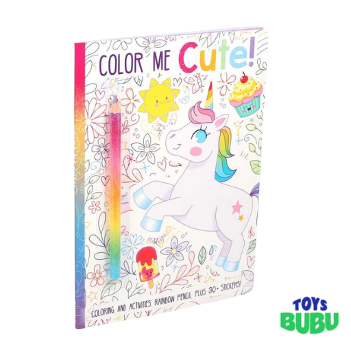 Color Me Cute! Coloring Book with Rainbow Pencil