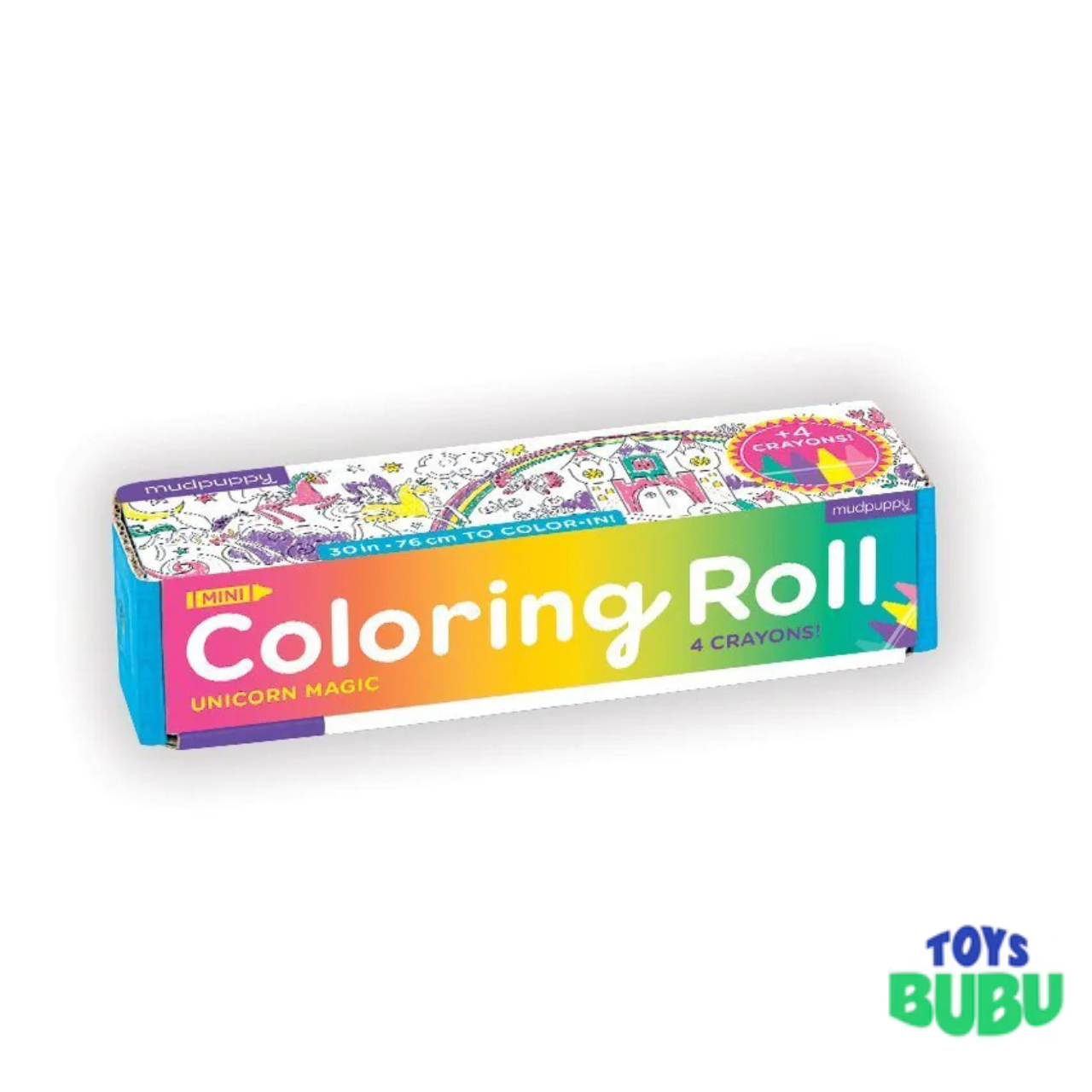 Mudpuppy Unicorn Magic Mini Coloring Roll with Crayons – Travel Coloring Activity for Kids
