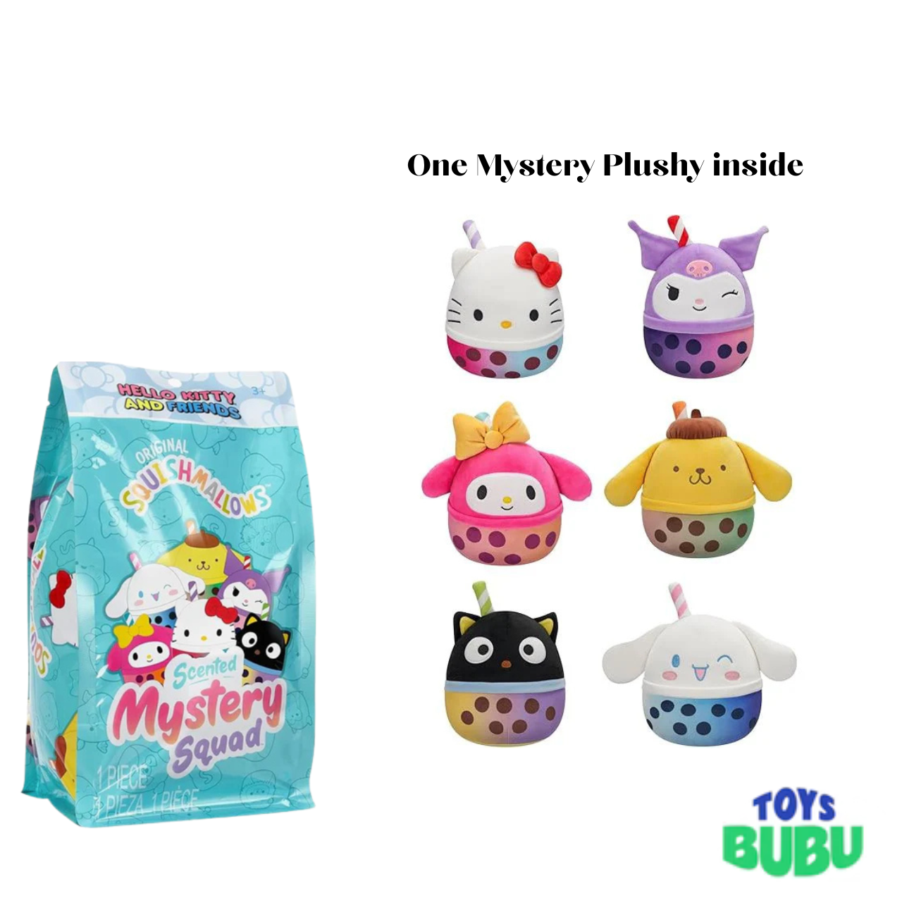 Squishmallows Scented Mystery Bag Plush – Random Surprise Collectible Plush Toy (Fruits & Hello Kitty)