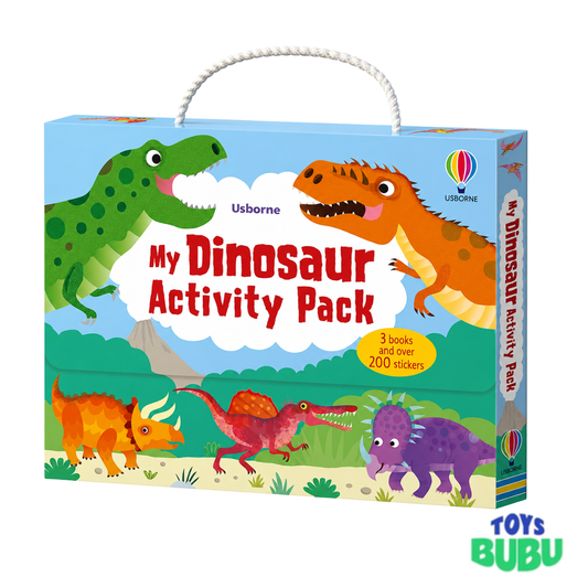 Dinosaur Activity Pack for Kids – 3 Books Set with Stickers, Coloring & Games (Usborne Travel Kit)