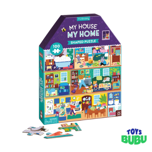 Mudpuppy - My House, My Home 100 Piece House-Shaped Puzzle