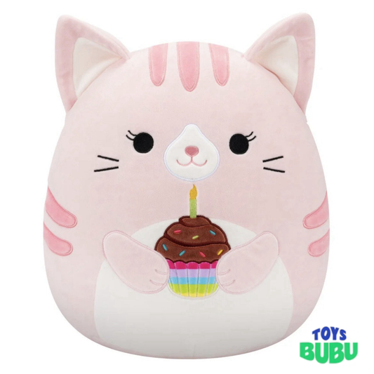 Squishmallows Laura the Pink Cat Birthday Plush 5" – Birthday Edition Collectible Stuffed Animal