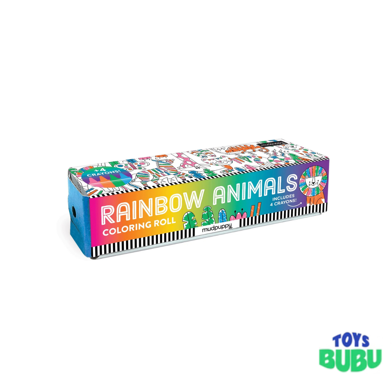 Mudpuppy Rainbow Animals Mini Coloring Roll with Crayons – Travel Coloring Activity for Kids