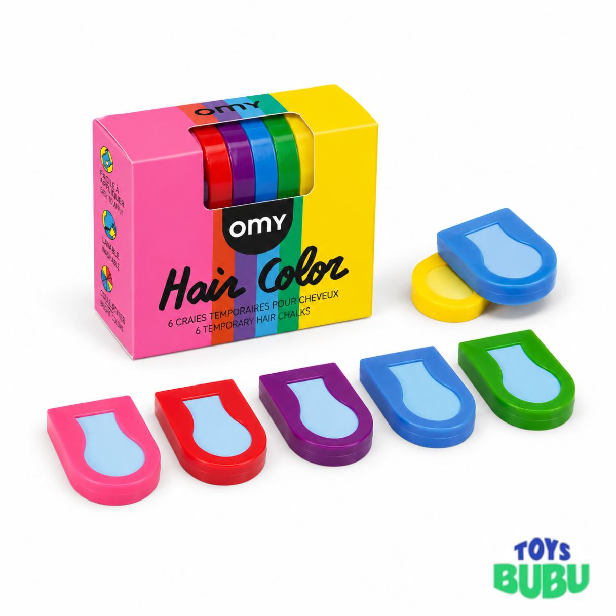 OMY Hair Chalk Multi Color – Washable Temporary Hair Color for Kids