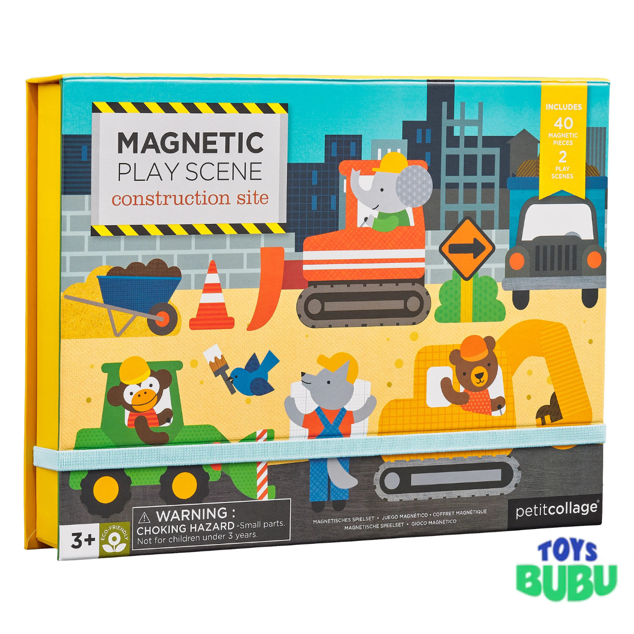 Construction Site Magnetic Play Scene for Kids – 40-Piece Magnetic Construction Play Set