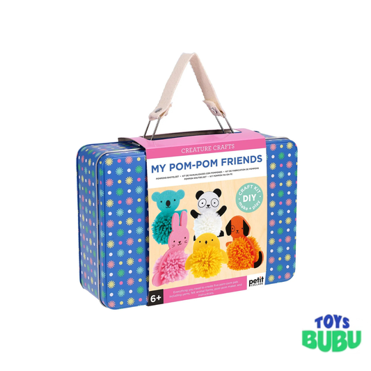 My Pom-Pom Friends Craft Kit for Kids – DIY Pom-Pom Animal Making Kit with Storage Tin