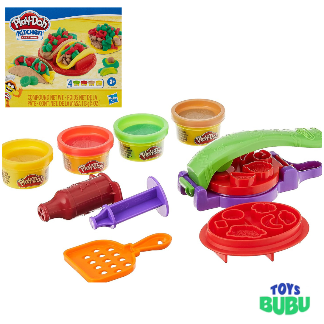 Play-Doh Taco Time Play Food Set – Kitchen Creations Toy with 4 Colors (Ages 3+)