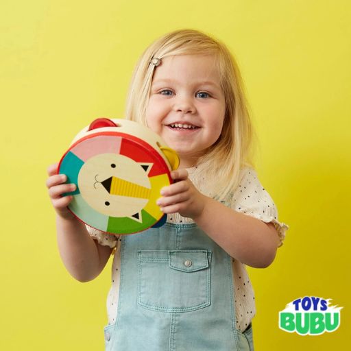 Wooden Lion Tambourine by Petit Collage