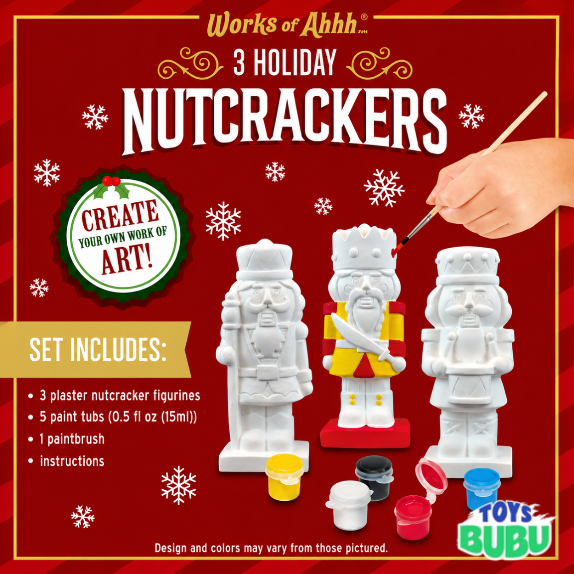 Holiday Nutcracker Painting Kit – 3 Pack DIY Christmas Craft for Kids