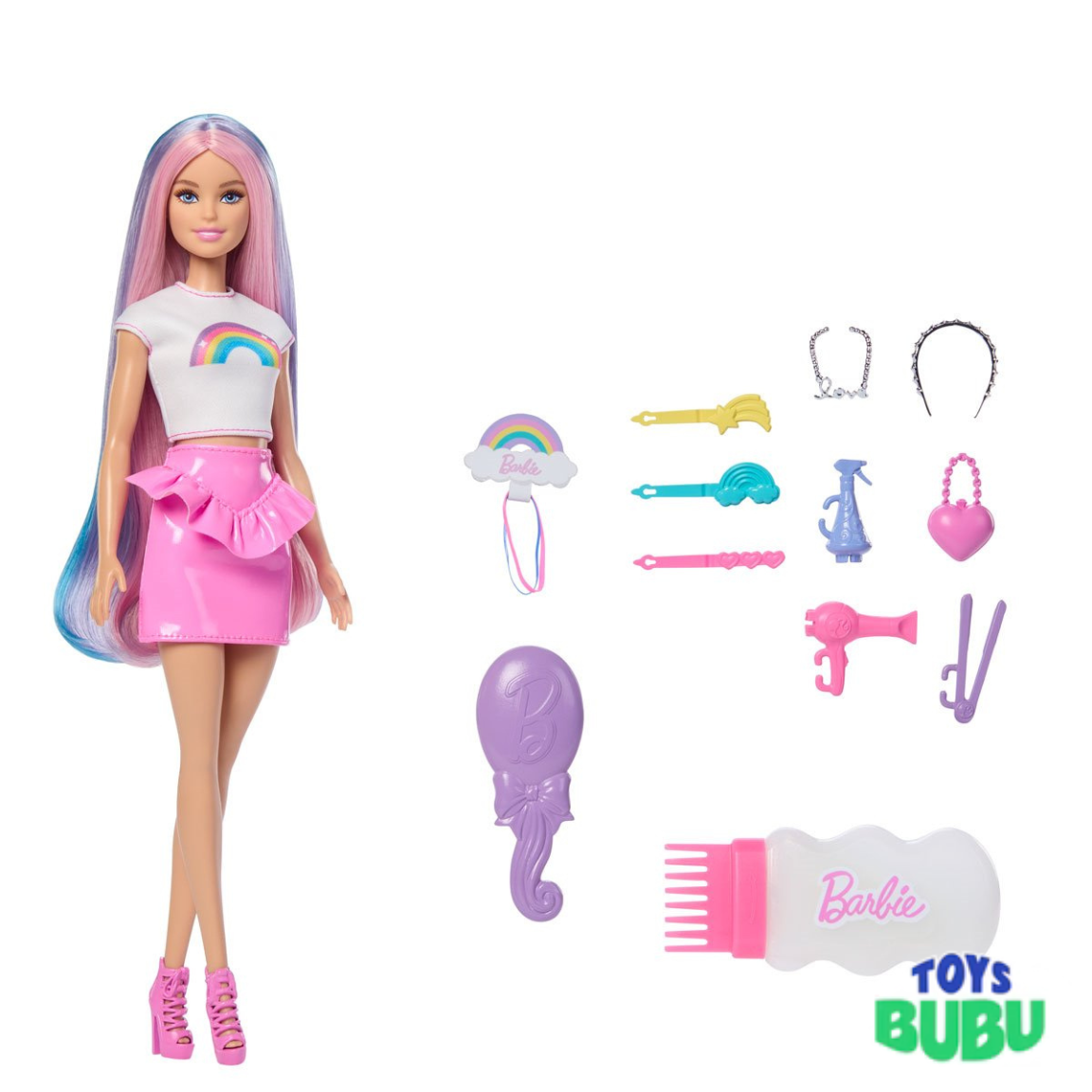 Barbie Rainbow Sparkle Hair Doll – Blonde Fashion Doll with Colorful Hair Styling