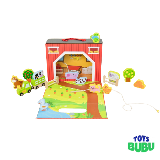 Case Farm Play Set Lacing Toy - Open-Ended Scene