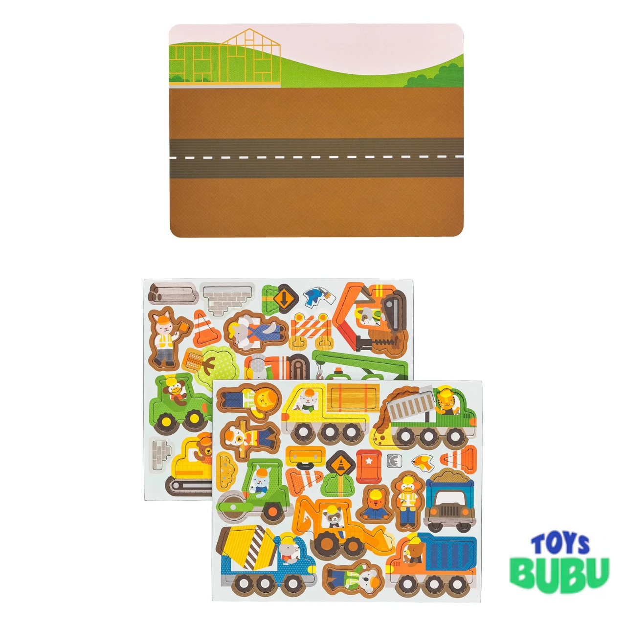 Construction Site Magnetic Play Scene for Kids – 40-Piece Magnetic Construction Play Set