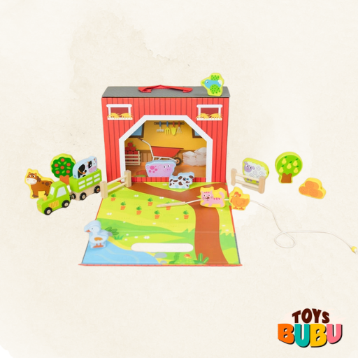 Case Farm Play Set Lacing Toy - Open-Ended Scene