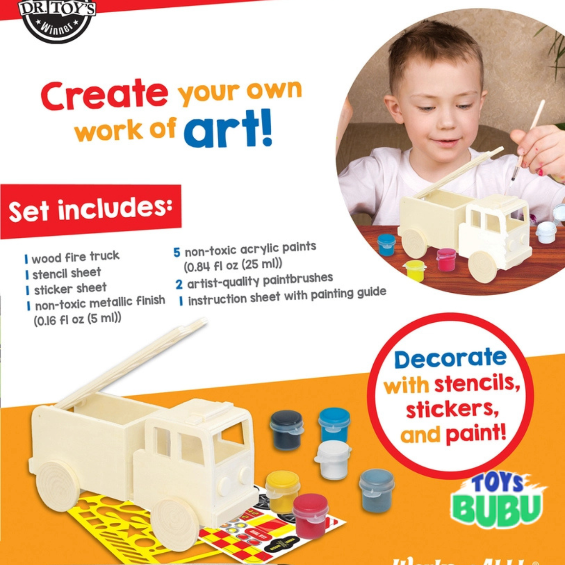 DIY Firetruck Wood Paint Set for Kids – Creative Painting Craft Kit