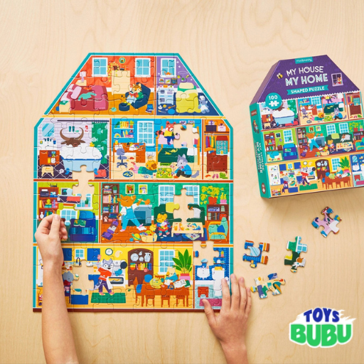 Mudpuppy - My House, My Home 100 Piece House-Shaped Puzzle