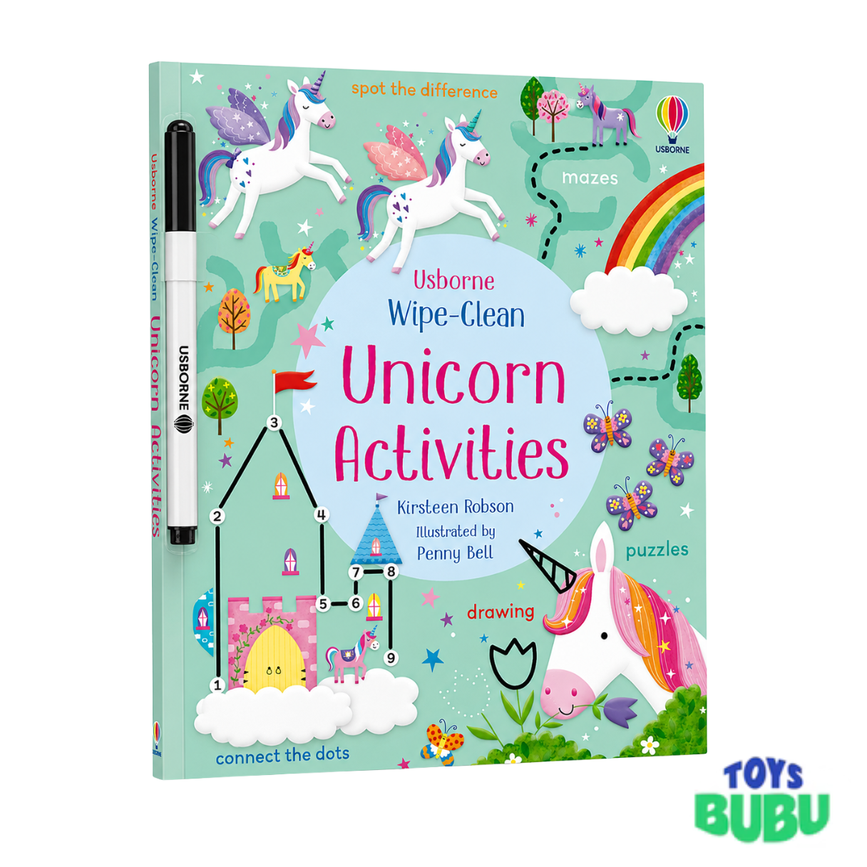 Wipe-Clean Activity Books for Kids – Airport, Unicorn & Aquarium Reusable Learning Set (Usborne)