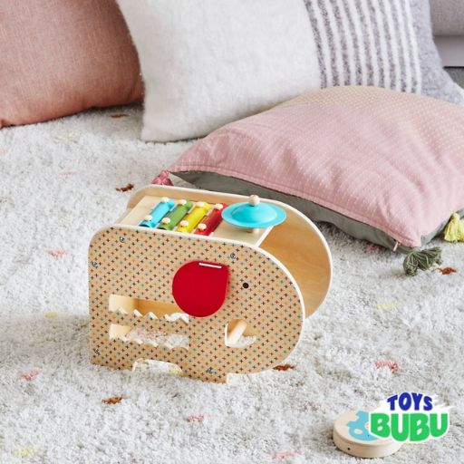 Wooden 5-in-1 Elephant Music Toy by Petit Collage