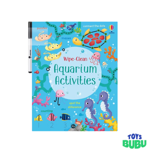 Wipe-Clean Activity Books for Kids – Airport, Unicorn & Aquarium Reusable Learning Set (Usborne)