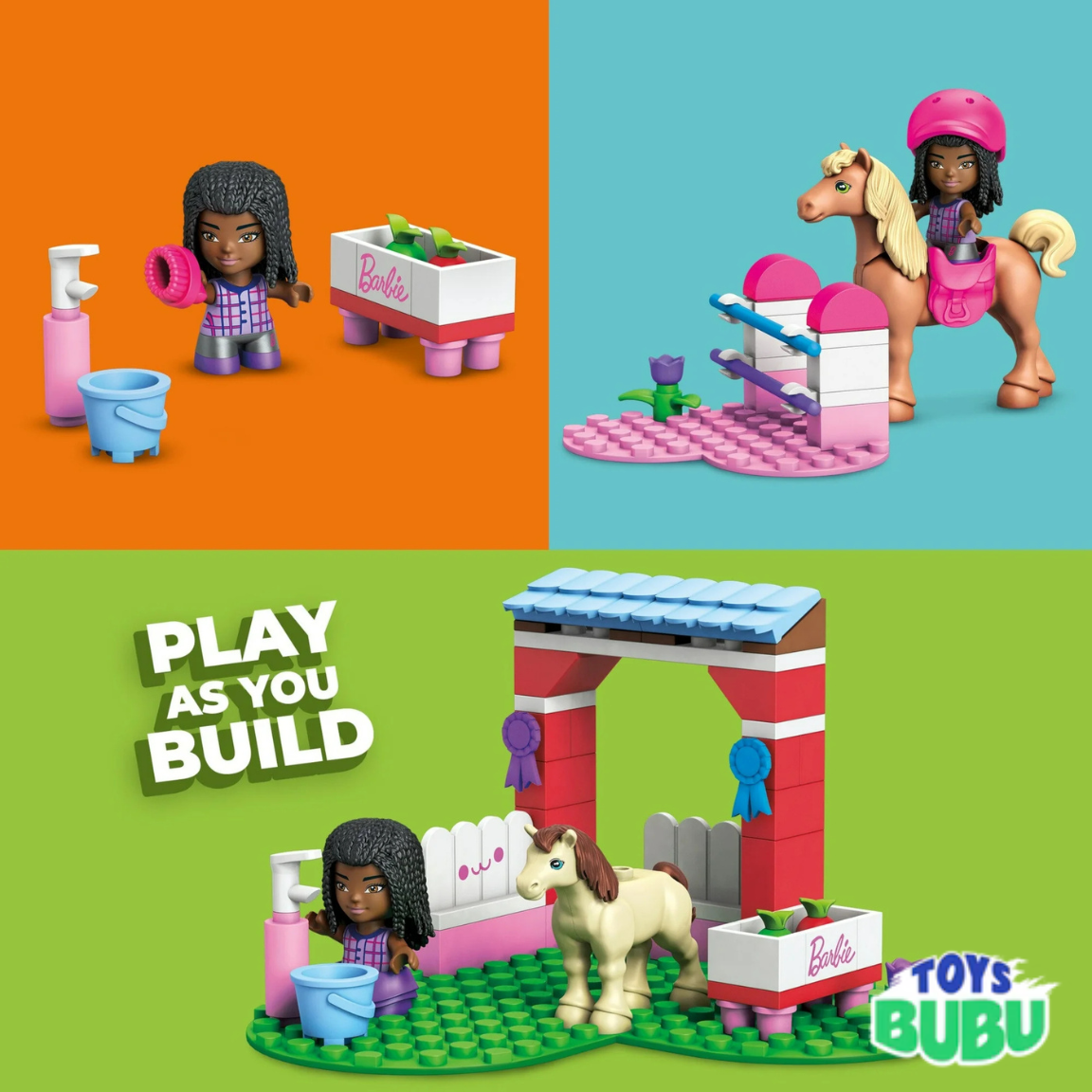 Mega Barbie Horse Jumping Building Set – 73 Pieces with Micro Doll & Accessories (Ages 4+)