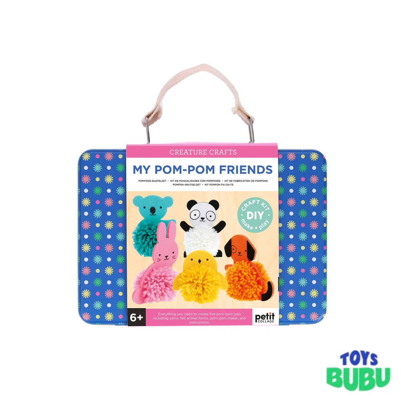 My Pom-Pom Friends Craft Kit for Kids – DIY Pom-Pom Animal Making Kit with Storage Tin