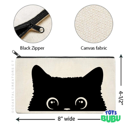 Cat Canvas Zipper Pouch – Cute Makeup & Pencil Storage Bag for Travel & Everyday Use