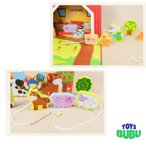Case Farm Play Set Lacing Toy - Open-Ended Scene