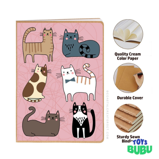 Cat-Themed A5 Journal with Magnetic Bookmark – Cute Notebook for Book Lovers