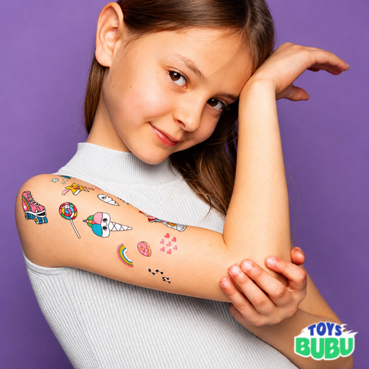 Unicorn Temporary Tattoos for Kids by OMY – 50 Neon & Gold Party Tattoos (Ages 3 and above)