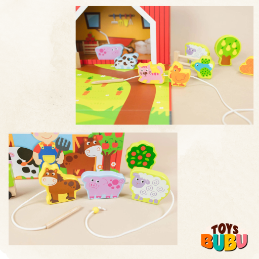 Case Farm Play Set Lacing Toy - Open-Ended Scene