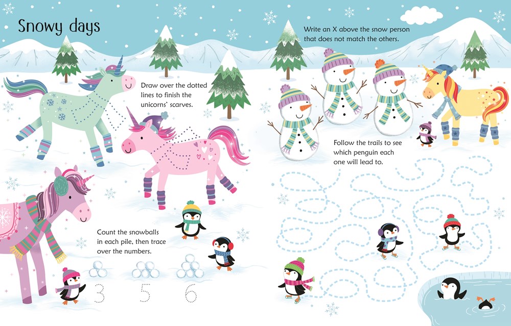 Wipe-Clean Activity Books for Kids – Airport, Unicorn & Aquarium Reusable Learning Set (Usborne)