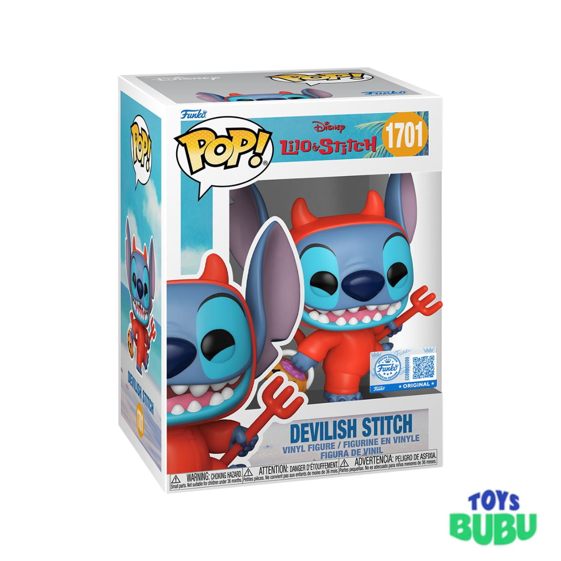 Devilish Stitch Funko Pop #1701 – Lilo & Stitch Entertainment Earth Exclusive Vinyl Figure - 4 inches (10.16 cm) tall