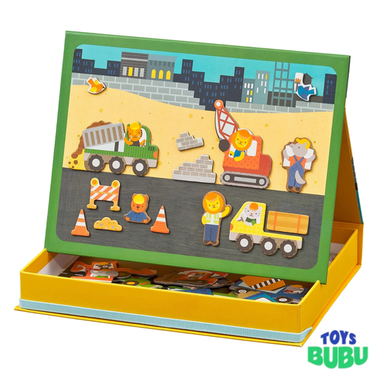 Construction Site Magnetic Play Scene for Kids – 40-Piece Magnetic Construction Play Set