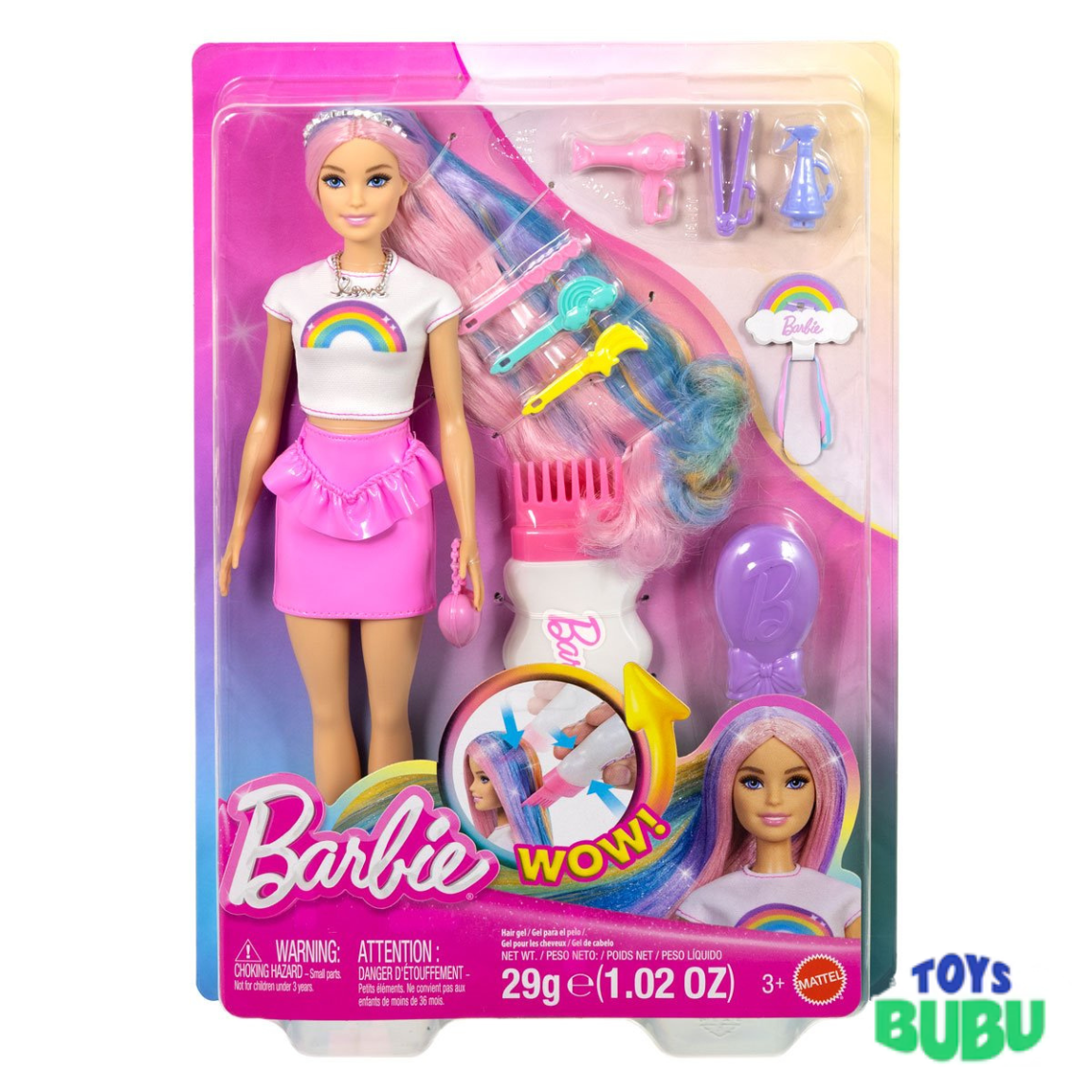 Barbie Rainbow Sparkle Hair Doll – Blonde Fashion Doll with Colorful Hair Styling