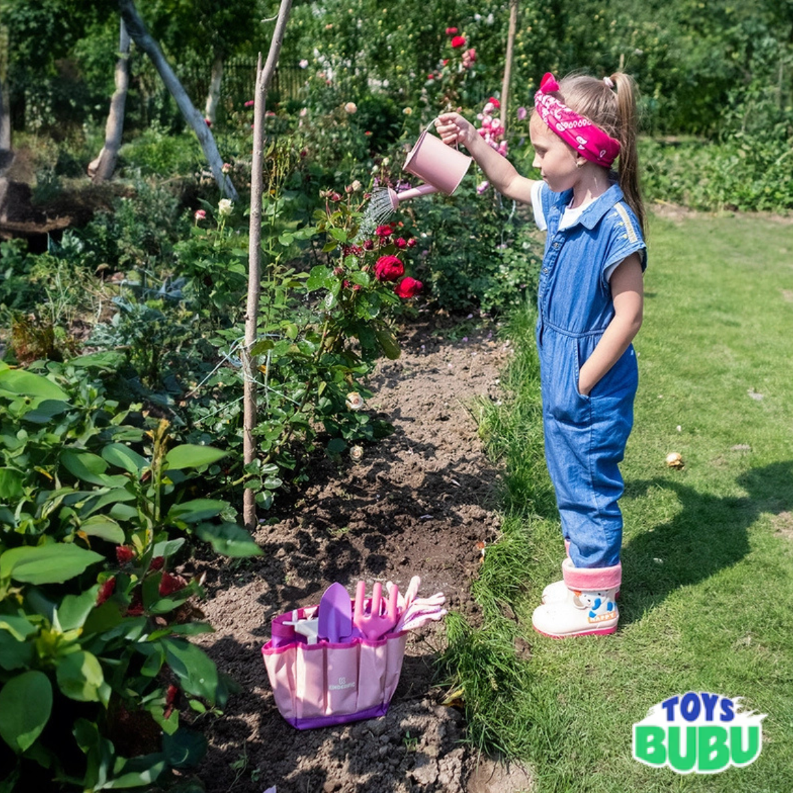 Kids Gardening Tool Set – Princess Pink Outdoor Kit with Tote & Tools